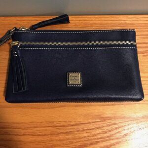 Dooney & Bourke Saffiano Double Zip Wristlet Marine Blue